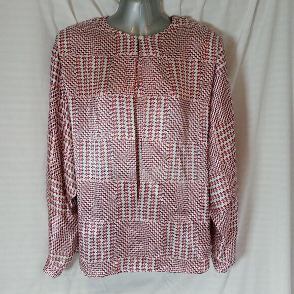 Vintage Blouse Shirt Highland Queen Made Hong Kong Tartan Red Blue Size 16 XL - Picture 1 of 14